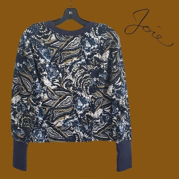 JOIE NEW CALEIGH Floral Paisley Abstract Thumb Hole Cuffs Sweatshirt - Picture 9 of 12